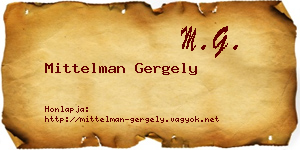 Mittelman Gergely névjegykártya
